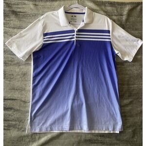 Adidas Men's Climacool Polo Blue White Size M Short Sleeve